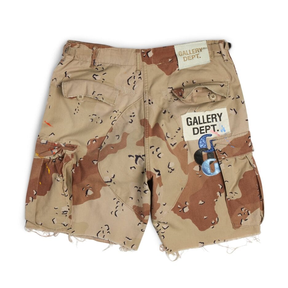 G PATCH CHOCOLATE CHIP GALLERY DEPT CAMO CARGO SHORTS