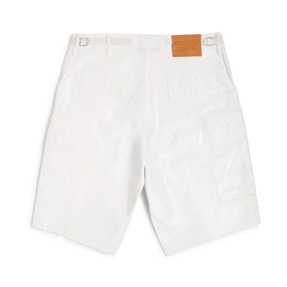 GALLERY DEPT WHITE FOIL CARGO SHORTS