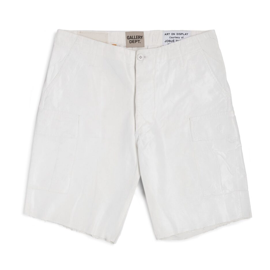 GALLERY DEPT WHITE FOIL CARGO SHORTS